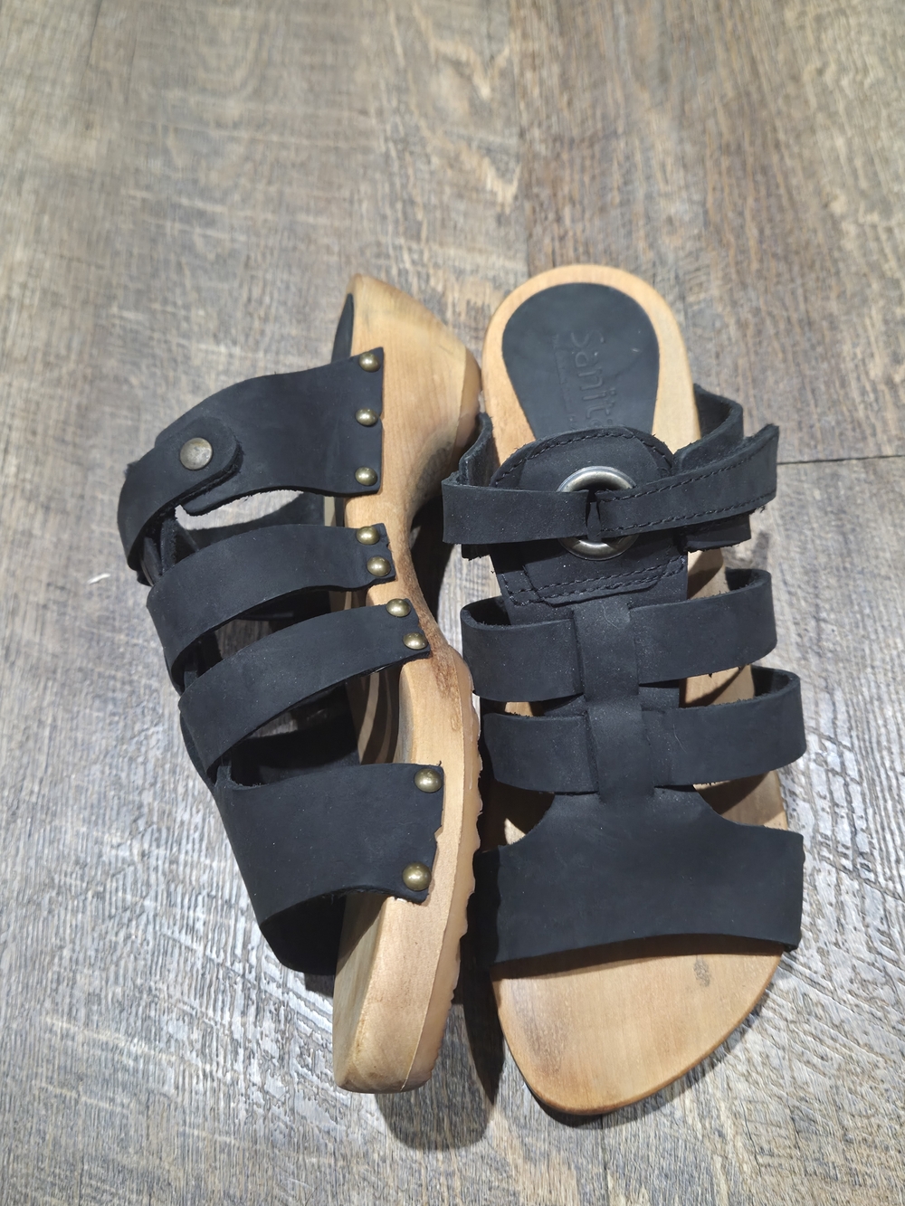 Sanita Black Multi-Strap Slide Sandals